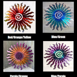 Metal Sun Funky Plasma Cut Art Handpainted Modern Sunrise image 2