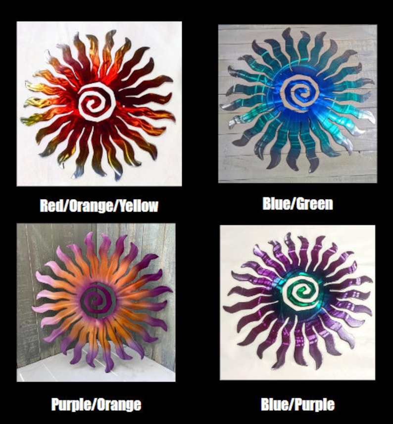 Metal Sun Funky Plasma Cut Art Handpainted Modern Sunrise image 2