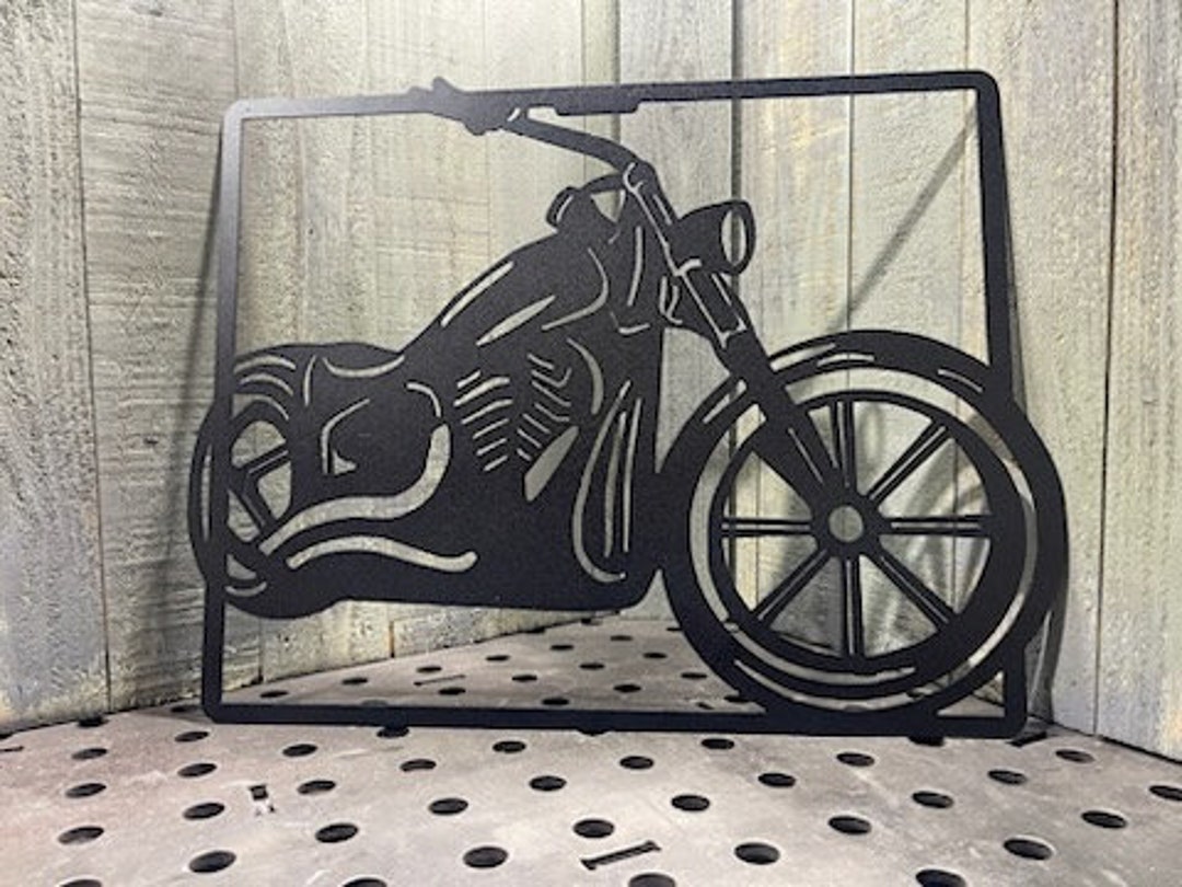 Metal Motorcycle Wall Decor Plasma Cut Sign Art Mancave Garage Hang Etsy
