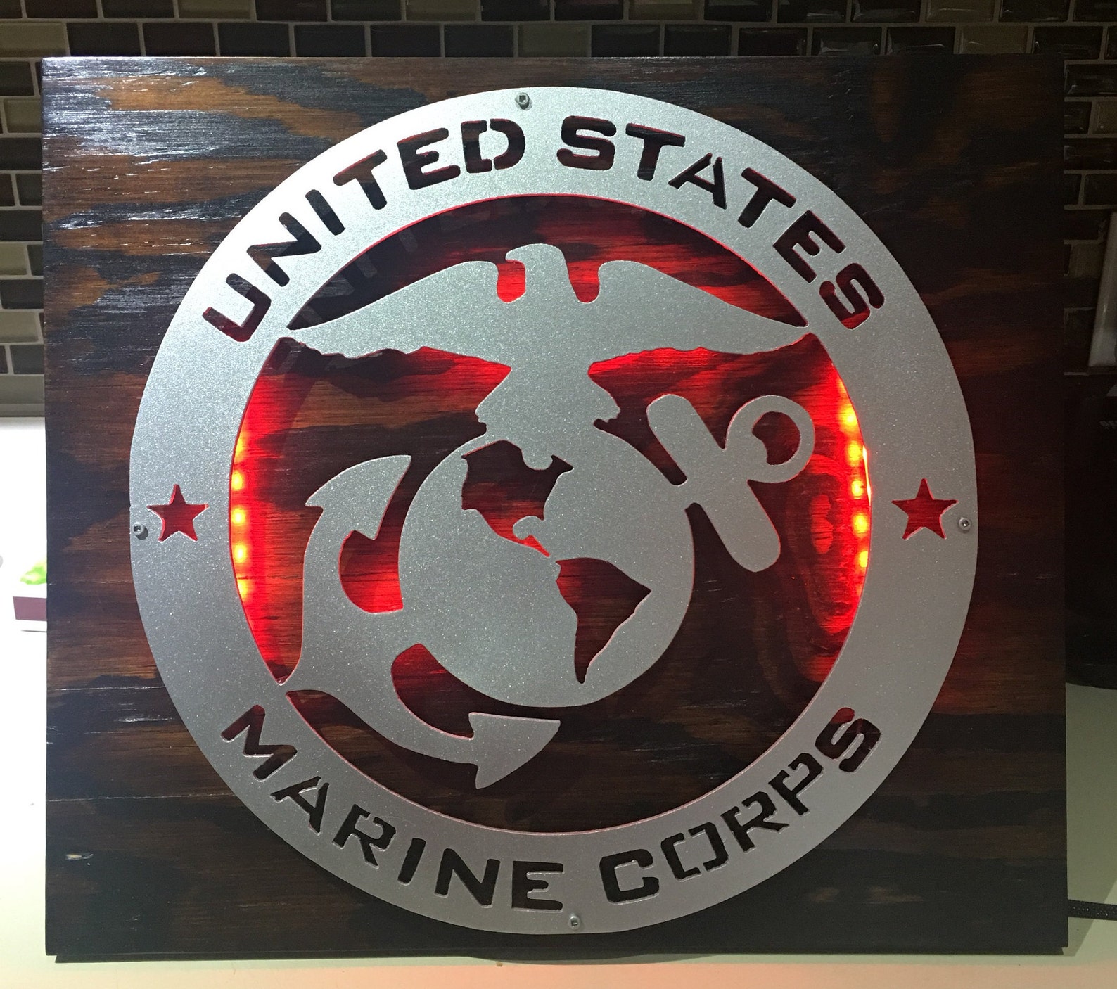 Marine Corps Metal sign with or without LEDs Etsy