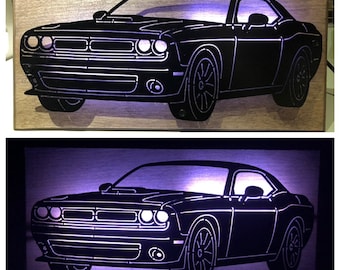 Dodge Challenger Plasma Cut Meal Sign with or without LED backlights