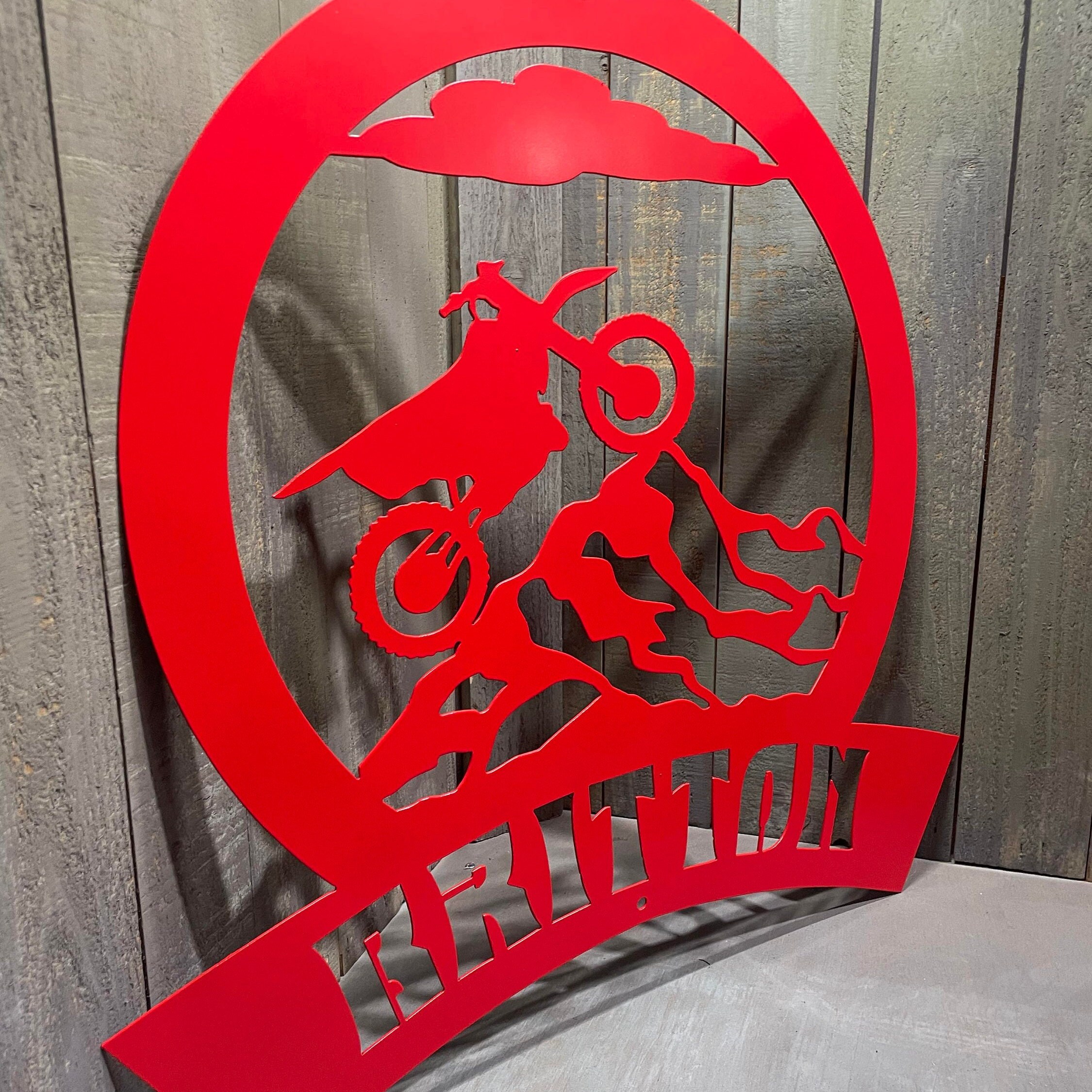 Metal Dirt Bike Mountain Bike Monogram Address Sign Custom Plasma Cut ...
