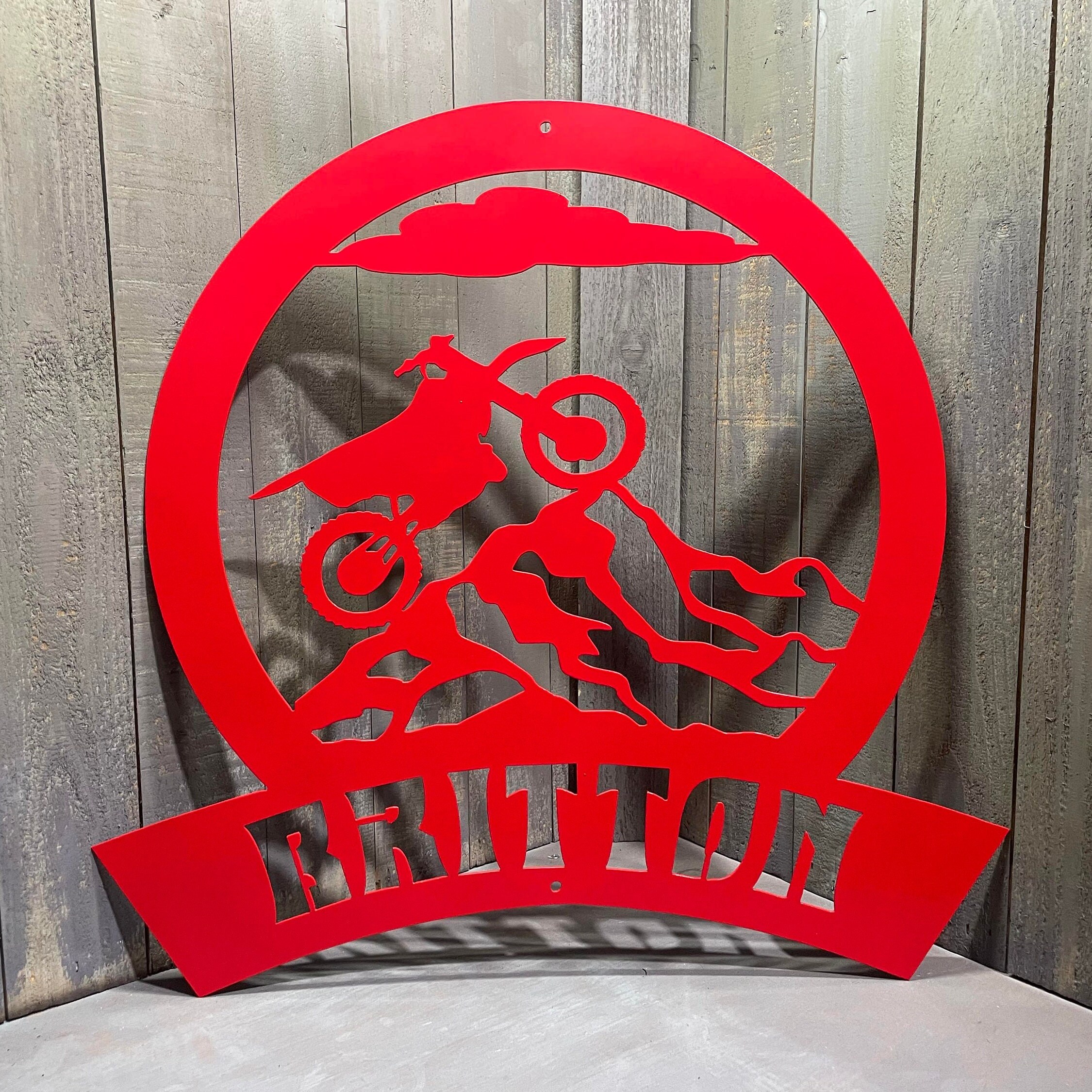 Metal Dirt Bike Mountain Bike Monogram Address Sign Custom Plasma Cut ...