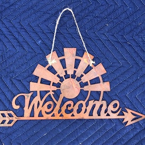 Plasma Cut Metal Welcome Windmill Sign