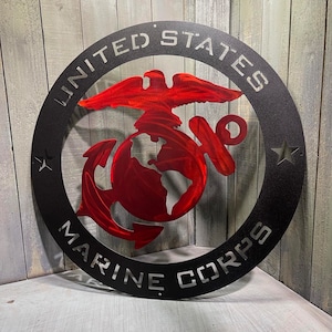 Metal USMC Marines Crest TWO COLOR Plasma Cut Sign Art