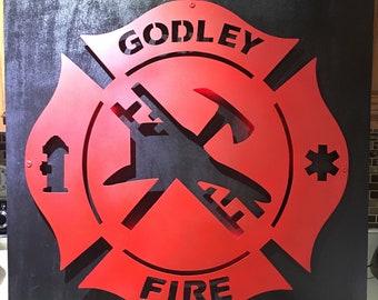 Maltese Cross Metal sign with or without LEDs Custom Lettering!