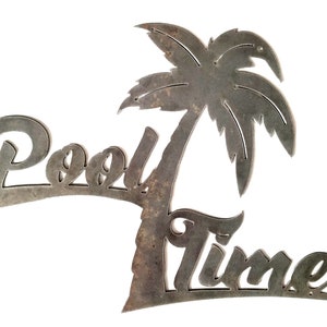 Metal "Pool Time" Palm Tree Plasma Cut Metal Art