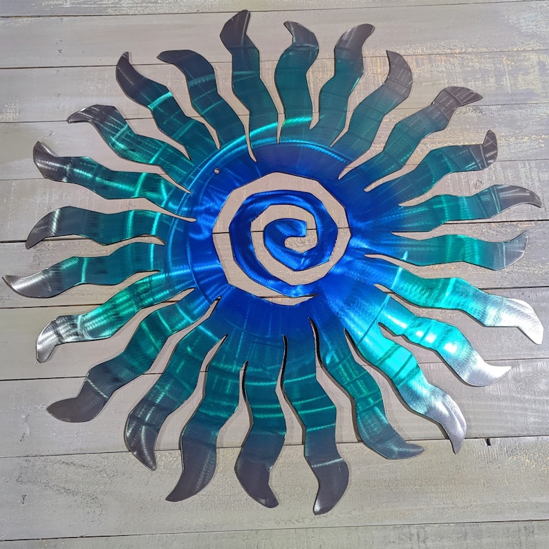 Metal Sun Funky Plasma Cut Art Handpainted Modern Sunrise image 4