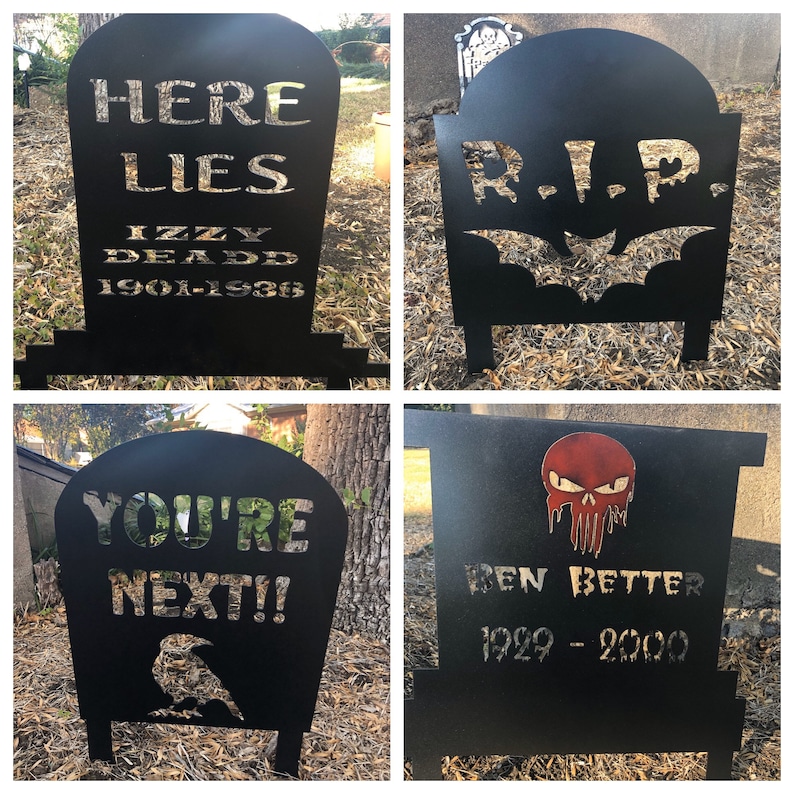 Metal Gravestone Marker Tombstone Halloween Decor Funny Lot Etsy