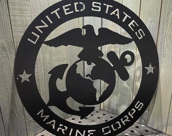 Metal Marine Corps USMC Crest Custom Plasma Cut Sign Art Military