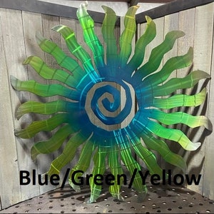 Metal Sun Funky Plasma Cut Art Handpainted Modern Sunrise image 3