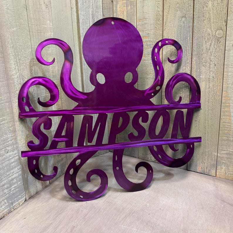Octopus Monogram Plasma Cut Sign Art Nautical Ocean Beach Lake House ...