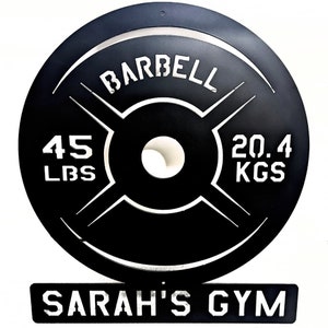Custom Metal Barbell Gym Sign Workout Decor Weight Lifting Power Lifting Plasma Cut Sign Art