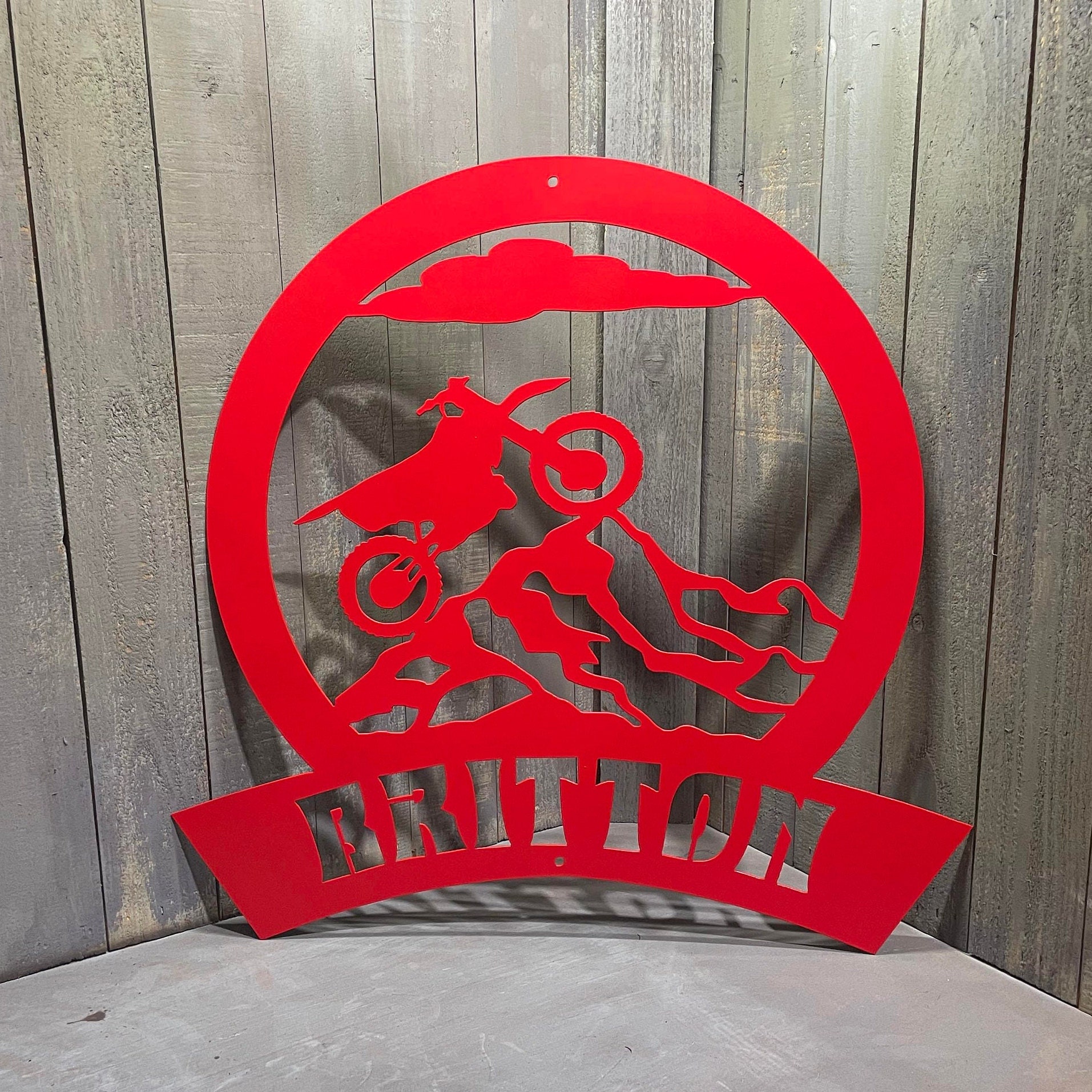Metal Dirt Bike Mountain Bike Monogram Address Sign Custom Plasma Cut ...