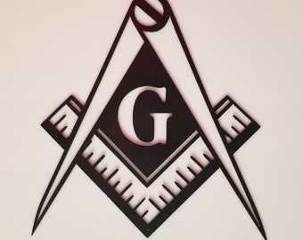 Metal Masonic Lodge Square and Compass Symbol Plasma Cut Sign Art