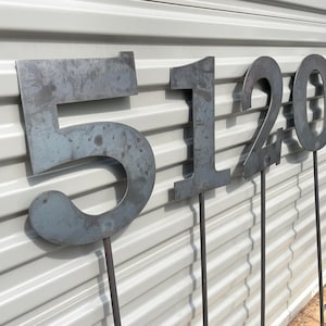 Metal Address Numbers on Stake outdoor Plasma cut sign art
