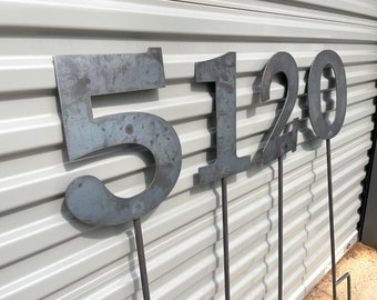 Metal Address Numbers on Stake outdoor Plasma cut sign art