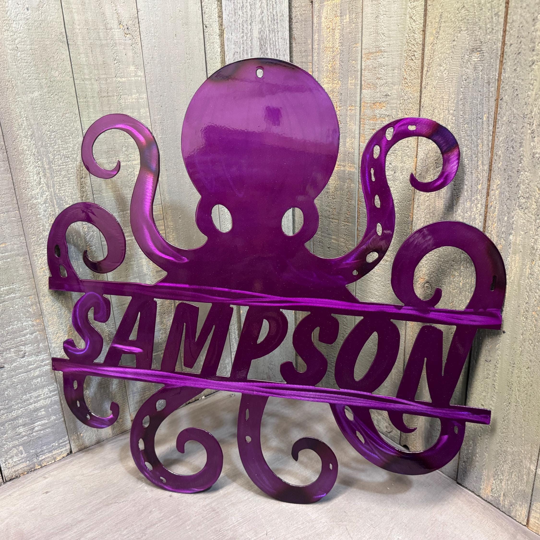 Octopus Monogram Plasma Cut Sign Art Nautical Ocean Beach Lake House ...