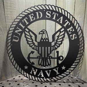 Metal Navy USN Crest Single or Double-Layer Custom Paint Plasma Cut Sign Art Military America Sailor Gift usa