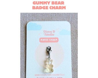 Gummy Bear Badge Charm - Clear Resin Bear with Lobster Clasp