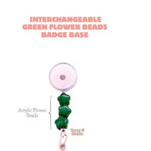 INTERCHANGEABLE Green Flower Beads - Badge Base