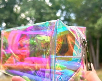 Holographic Zip Pouch / Zip Pencil Case / Cosmetic Pouch / Transparent Zip Pouch