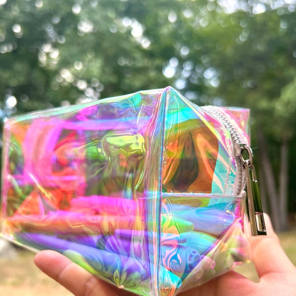 Holographic Zip Pouch / Zip Pencil Case / Cosmetic Pouch / Transparent Zip Pouch