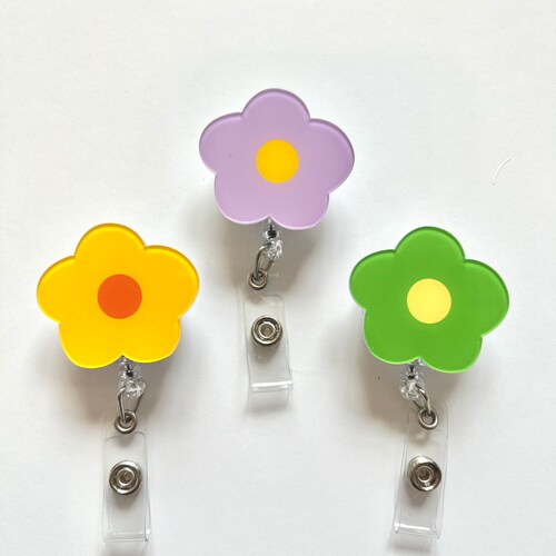 Cute Baby Pink Flower Badge Reel Acrylic Badge Reel Nurse Etsy