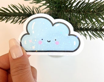 Cute Cloud Sparkle Waterproof Vinyl Stickers / Waterproof Stickers / Sparkle Water Bottle Stickers / For water bottle, tumbler, cup, laptop