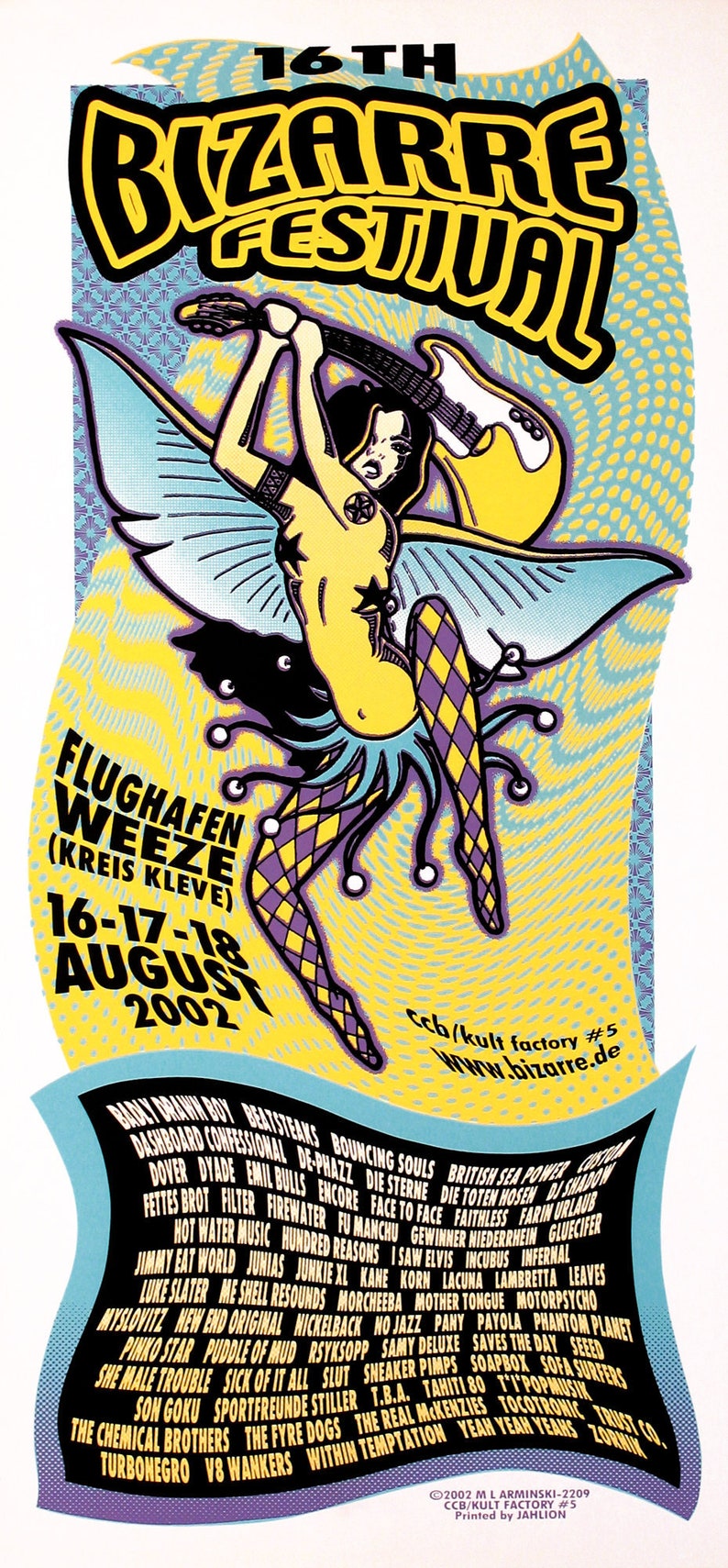 HANDBILL 16th Bizarre Festival 2002 Turbonegro Korn Filter Chemical Brothers Filter Fu Manchu Art by Mark Arminski 4.25 X 8.75 Inches