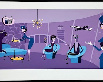SHAG PRINT The Sky Lounge Silkscreen Serigraph Unframed Signed 2001 Mint Rare!