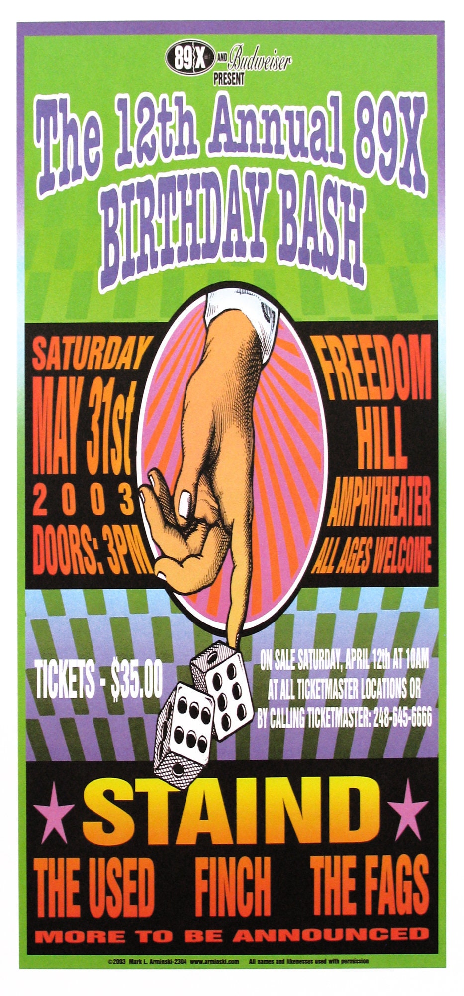 HANDBILL the 12th Annual 89X Birthday Bash Concert Staind