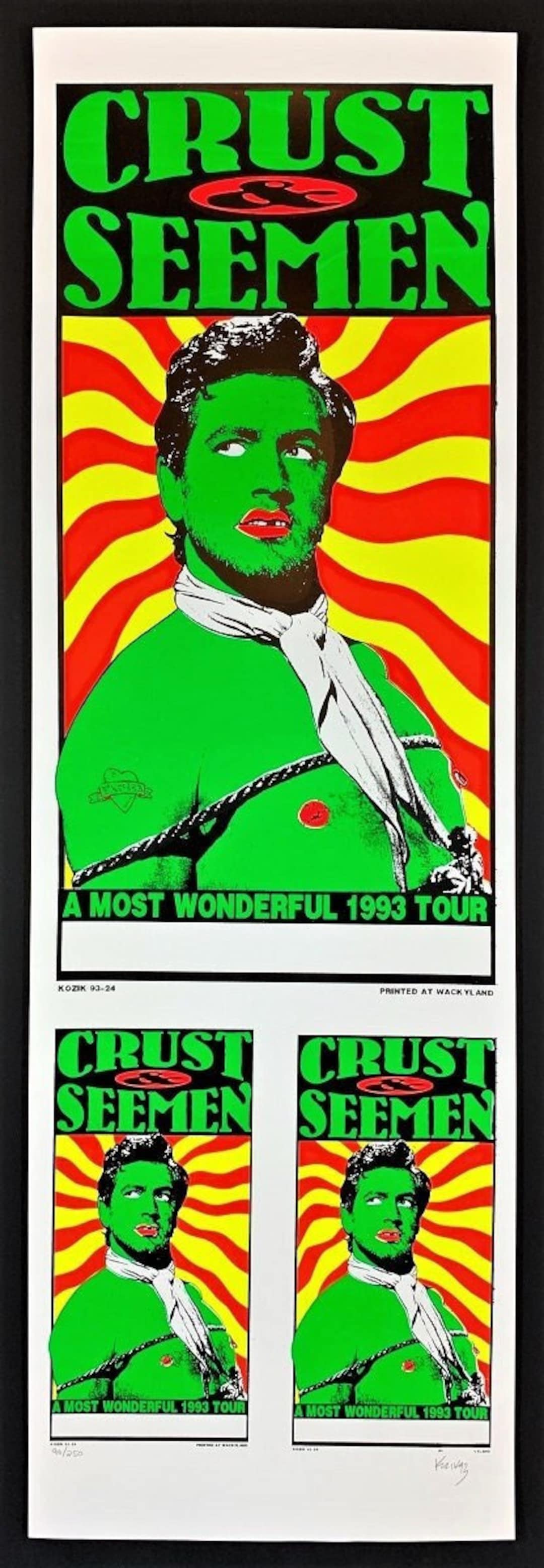 Crust & Seemen Tour POSTER 1993 Silkscreen Signed by Kozik 93-24