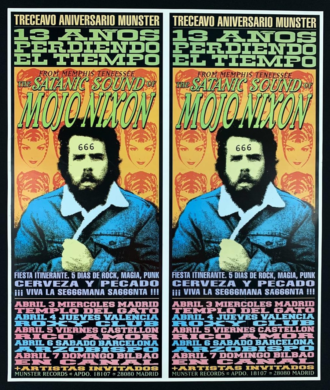 Mojo Nixon POSTER Munster Records Spain 1997 Lithograph Artist
