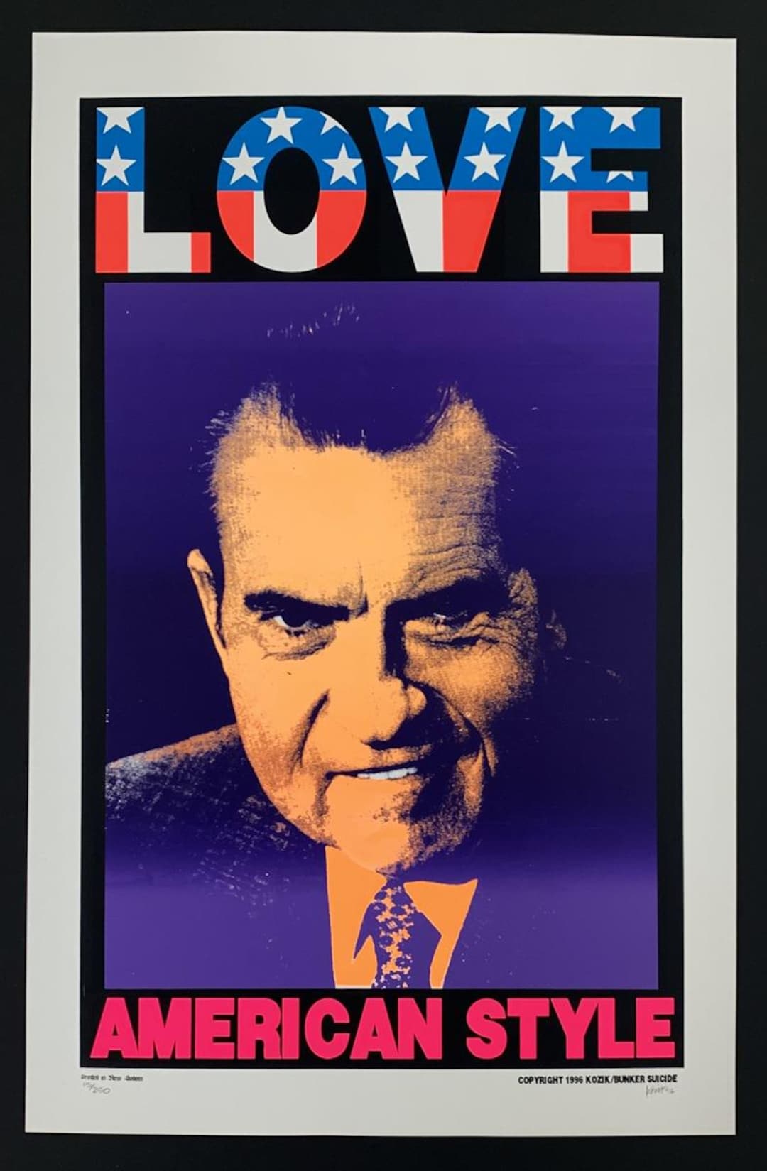KOZIK LOVE AMERICAN STYLE シルクスクリーンポスター Love American Style POSTER Nixon Blue Version Silkscreen 1996
