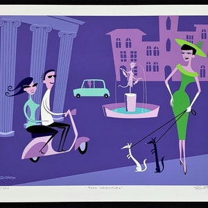 Roma Adventure SHAG Siebdruck Serigraphie Ungerahmt Signiert Josh Agle A.K.A Shag 2002 Mint!