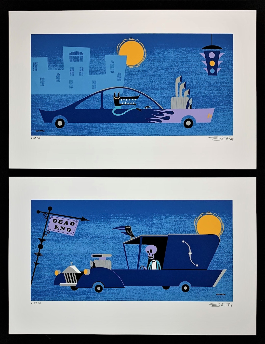 SHAG PRINTS Undertaker & Midnight Pair Silkscreen Serigraph