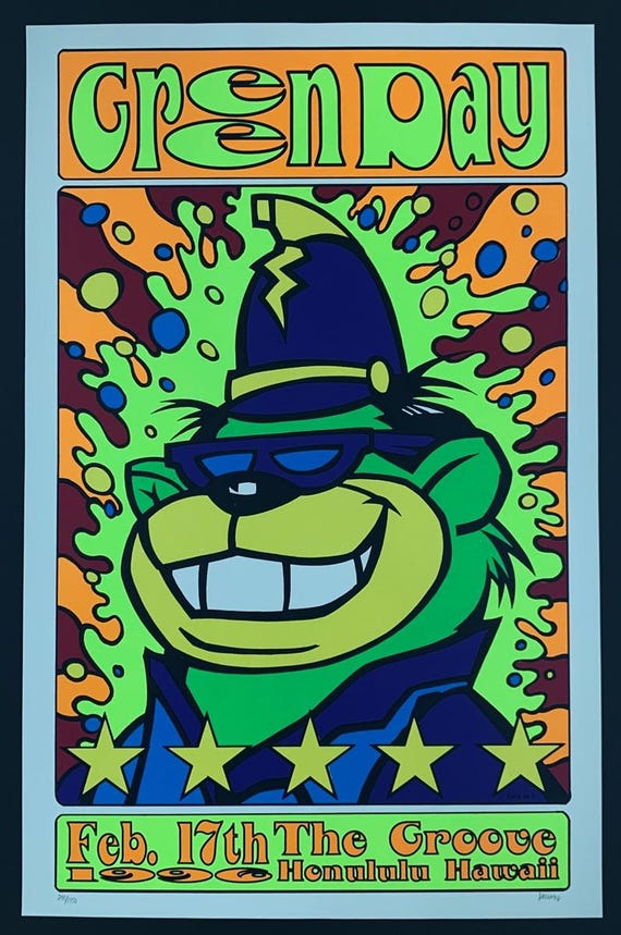 Green Day POSTER Honolulu Hawaii 1996 Silkscreen Signed Frank