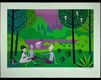 SHAG PRINT Luncheon In The Grass Silkscreen Serigraph Unframed Signed 2003 COA