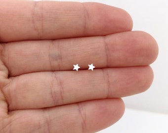 sterling silver tiny star earrings