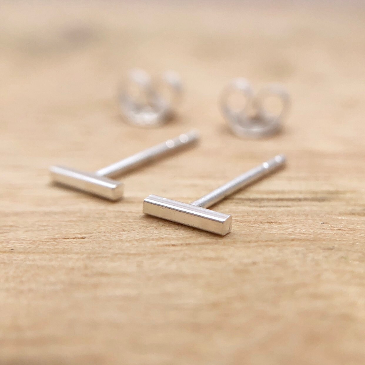 tiny bar earrings in sterling silver, staple earrings, bar earrings, …