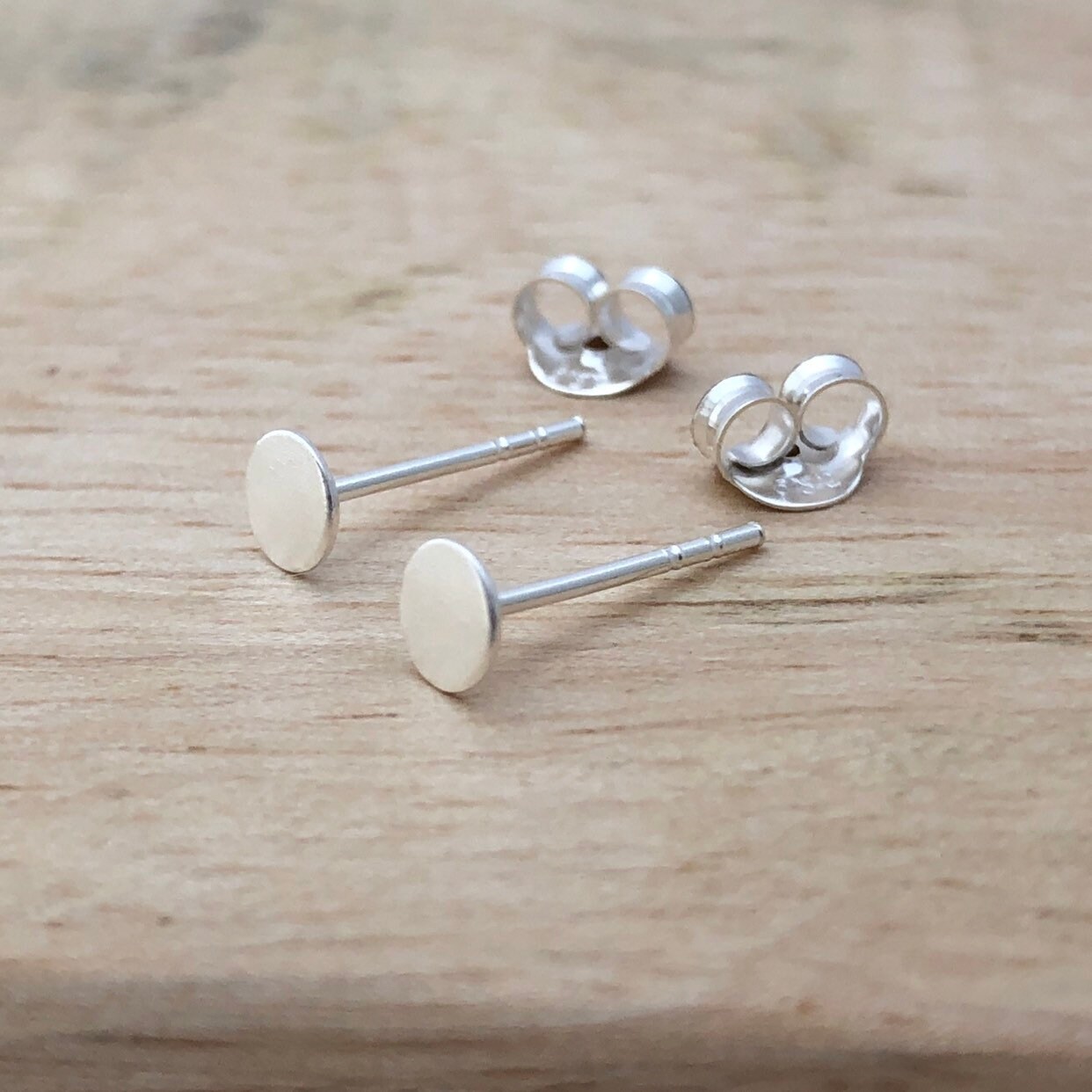 tiny circle earrings in sterling silver, disc earrings, disc studs, c…