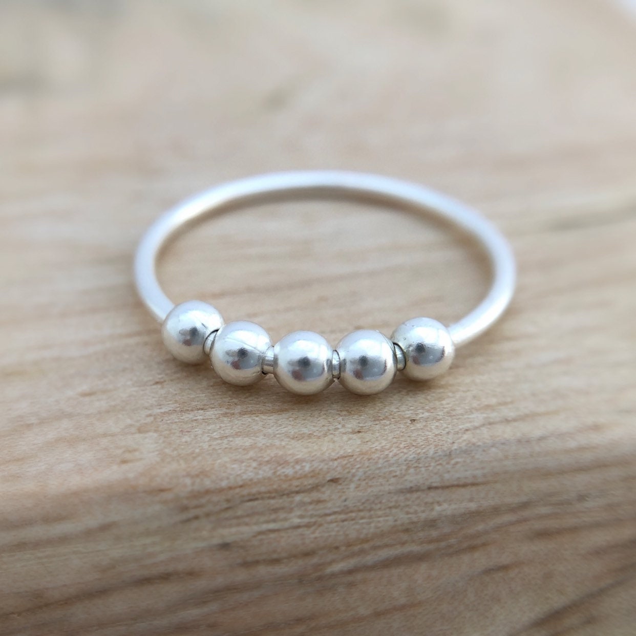 Five Bead Ring in Sterling Silver Etsy Canada