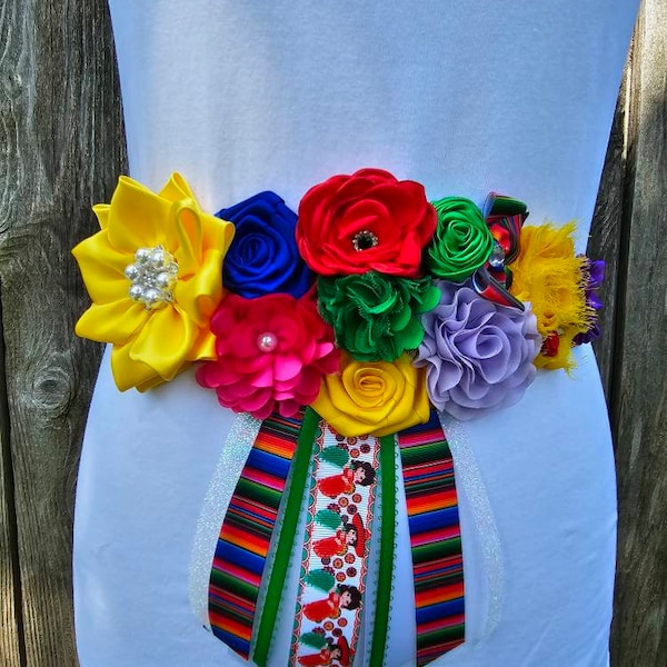 Fiesta baby shower theme/fiesta maternity sash/fiesta pregnancy sash/mexican baby shower theme sash/little muchachita baby shower sash/belt