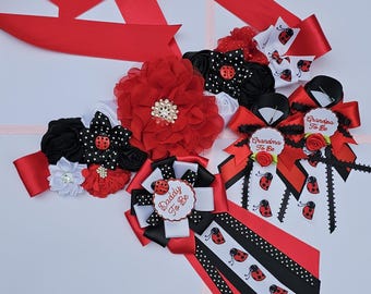 Red Black Maternity Sash, Red Black White Maternity Sash  display picture 2