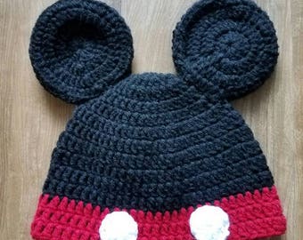 Mickey mouse hat/crotchet baby hat/toddler hat/baby boy hat/baby girl hat.
