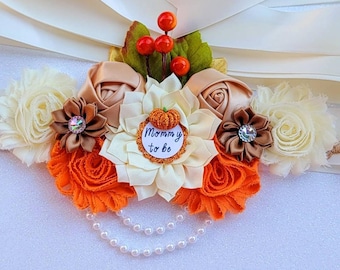 Little pumpkin baby shower sash/little pumpkin maternity belt/fall baby shower sash/pumpkin maternity belt/fall baby shower decorations/sash