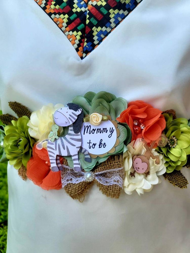 Safari Baby Shower Sash/jungle Belly Sash/neutral Belly Etsy