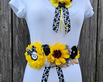 Highland Cow Baby Shower Sash , Cow Maternity Sash Boy
