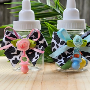 Cow baby shower decorations/baby shower guest favors/baby shower bottles favors/cow baby shower bottles/blue,pink baby shower favors